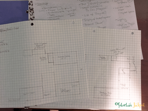 Room layout drawn on graph paper.
