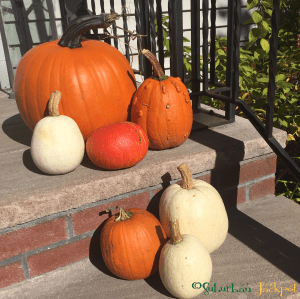 Pumpkins on front porch.