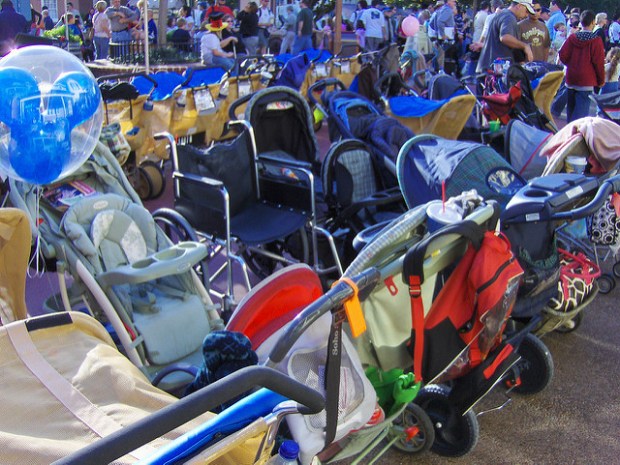 stroller parking Disney World Disneyland