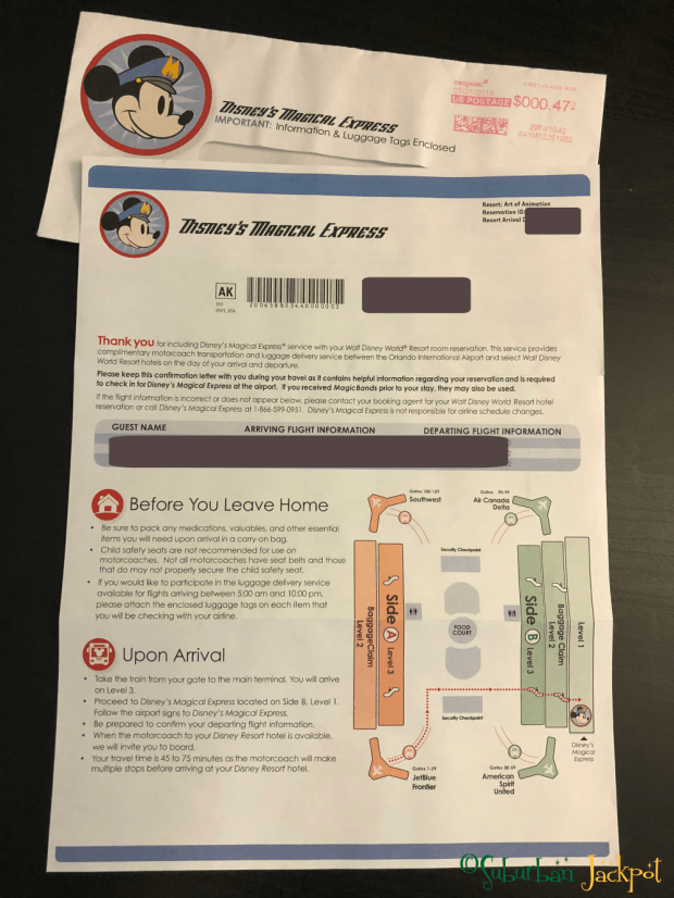 Disney World Magical Express Itinerary notification instructions transportation
